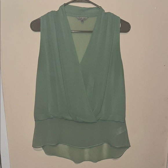 Naked Zebra Tops - Naked Zebra Green Wrap Sleeveless Blouse